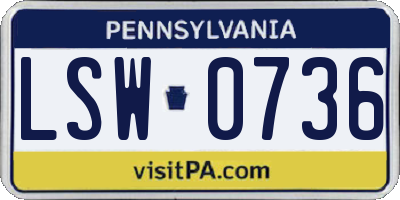 PA license plate LSW0736