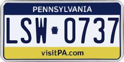 PA license plate LSW0737