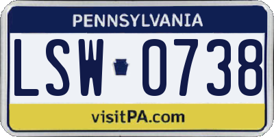 PA license plate LSW0738