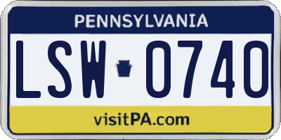 PA license plate LSW0740