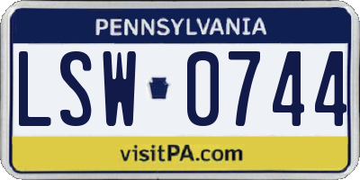 PA license plate LSW0744
