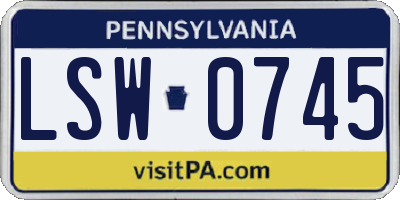 PA license plate LSW0745