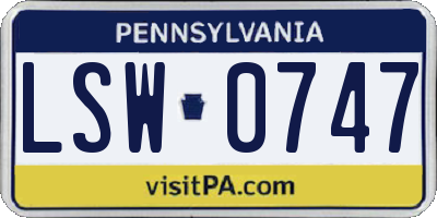 PA license plate LSW0747