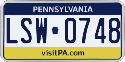 PA license plate LSW0748
