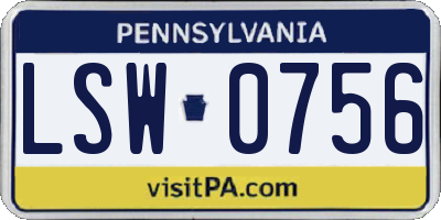 PA license plate LSW0756