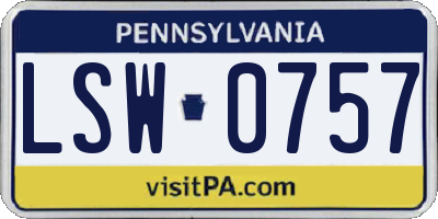 PA license plate LSW0757