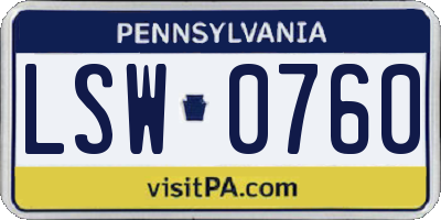 PA license plate LSW0760