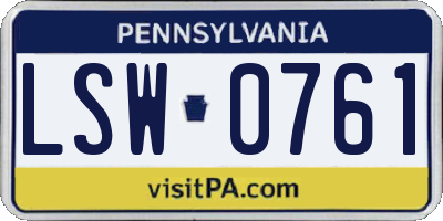 PA license plate LSW0761