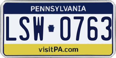 PA license plate LSW0763