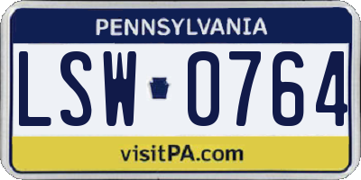 PA license plate LSW0764