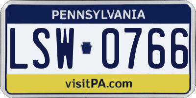 PA license plate LSW0766