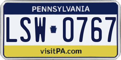 PA license plate LSW0767