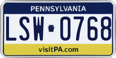 PA license plate LSW0768