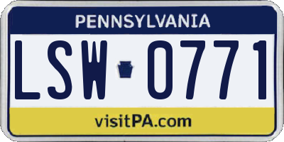 PA license plate LSW0771