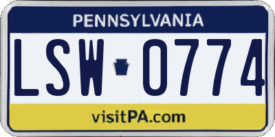 PA license plate LSW0774