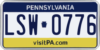 PA license plate LSW0776