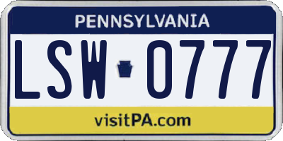 PA license plate LSW0777