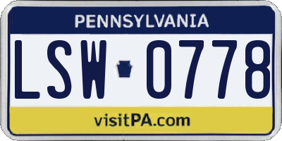 PA license plate LSW0778