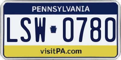 PA license plate LSW0780