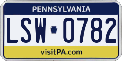PA license plate LSW0782