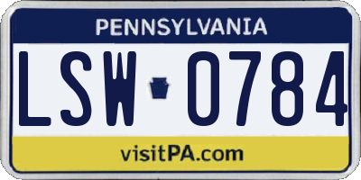 PA license plate LSW0784