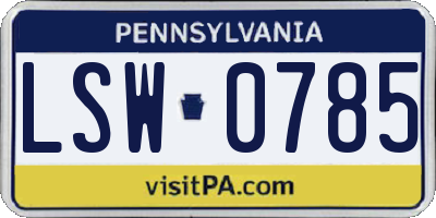 PA license plate LSW0785