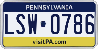 PA license plate LSW0786