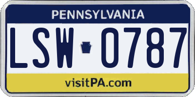 PA license plate LSW0787