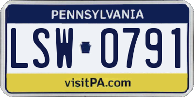PA license plate LSW0791
