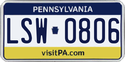 PA license plate LSW0806