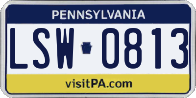 PA license plate LSW0813