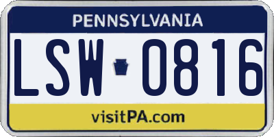 PA license plate LSW0816