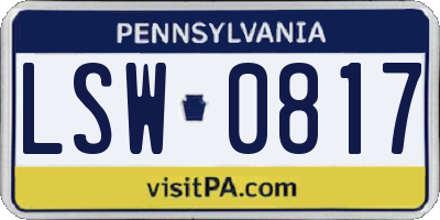 PA license plate LSW0817