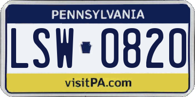 PA license plate LSW0820