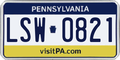 PA license plate LSW0821