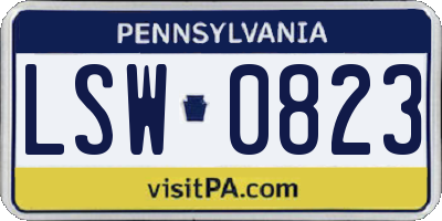 PA license plate LSW0823