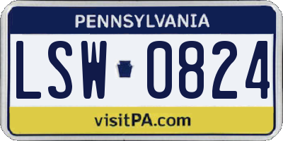 PA license plate LSW0824