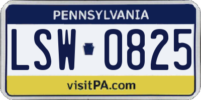 PA license plate LSW0825
