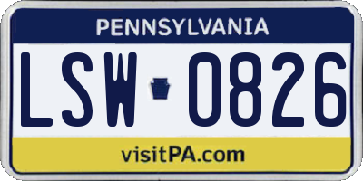 PA license plate LSW0826