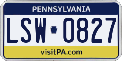 PA license plate LSW0827