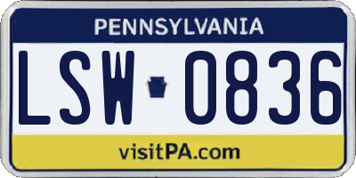 PA license plate LSW0836