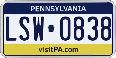 PA license plate LSW0838