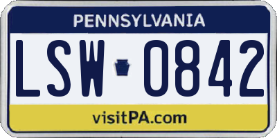 PA license plate LSW0842
