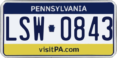 PA license plate LSW0843