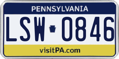 PA license plate LSW0846