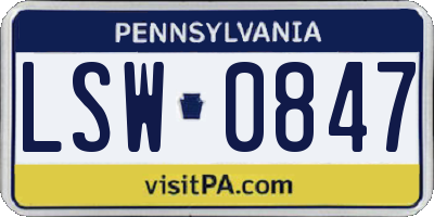 PA license plate LSW0847
