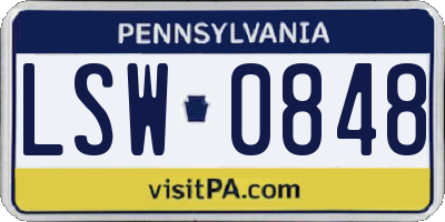 PA license plate LSW0848