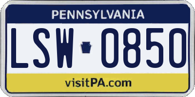 PA license plate LSW0850