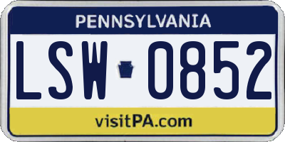 PA license plate LSW0852