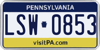 PA license plate LSW0853